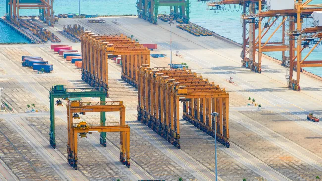 An empty shipping port